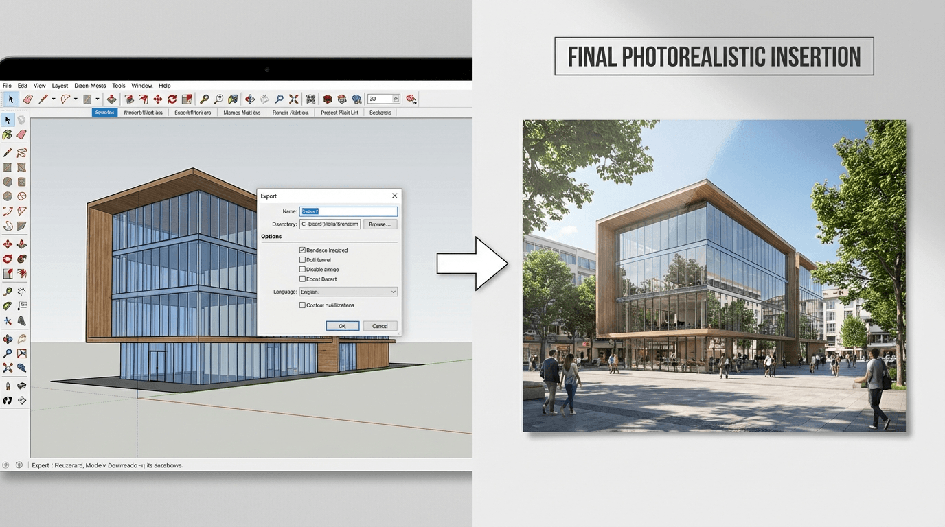 Workflow SketchUp: exportar y generar una insercion 3D