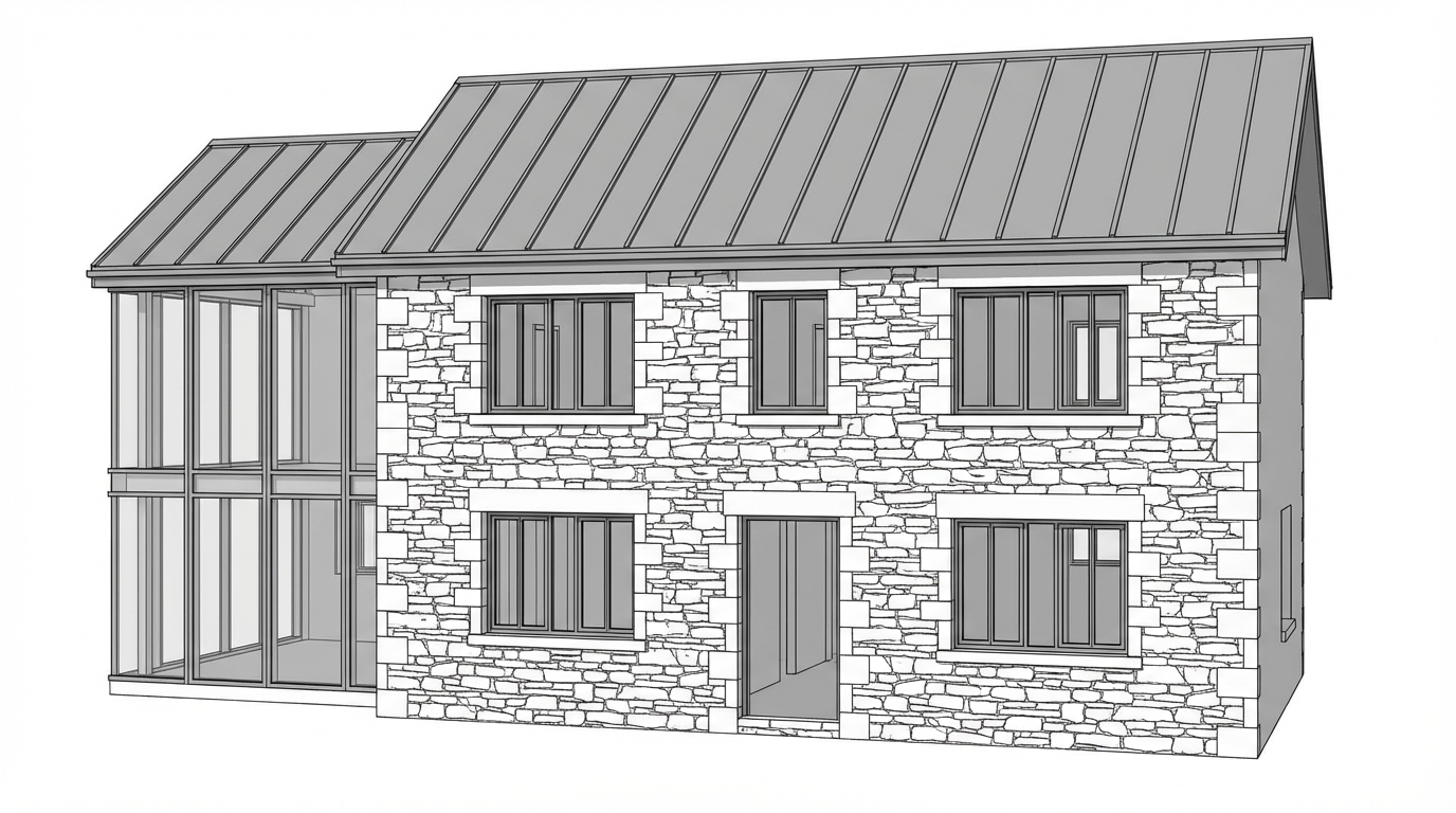 Render 3D bruto - renovacion de fachada